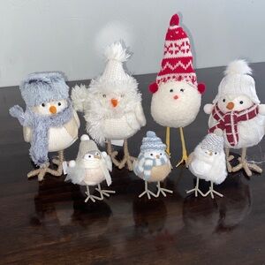 Festive Winter Bird Figurine Set -7 imcluded